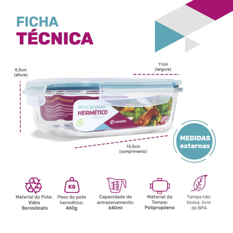 SOMENTE HOJE - Kit 15 Potes Herméticos de Vidro + BRINDE - (FRETE GRÁTIS)