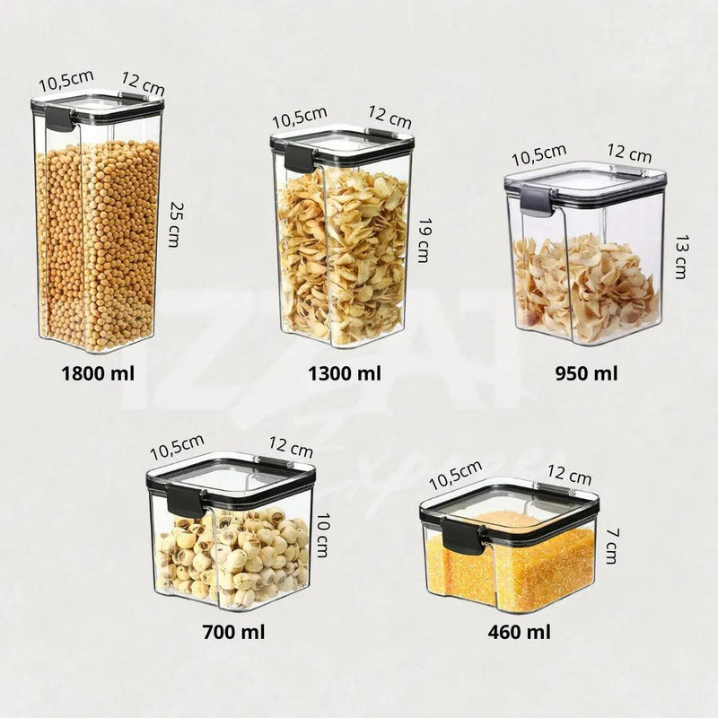 Kit com 3 Porta-Mantimentos com Trava e Vedação