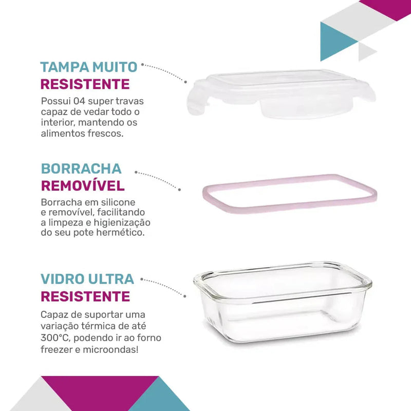 SOMENTE HOJE - Kit 15 Potes Herméticos de Vidro + BRINDE - (FRETE GRÁTIS)