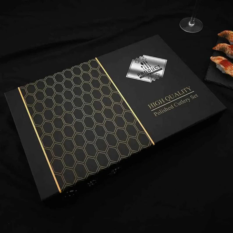 Conjunto de Talheres Dourado Luxy 24 Peças + Brinde Caixa presente