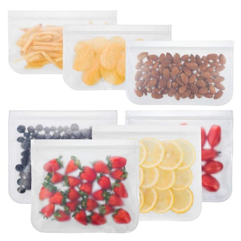 Kit 5 Porta Alimentos Silicone Zíper Abre e Fecha Reutilizável 26x20cm