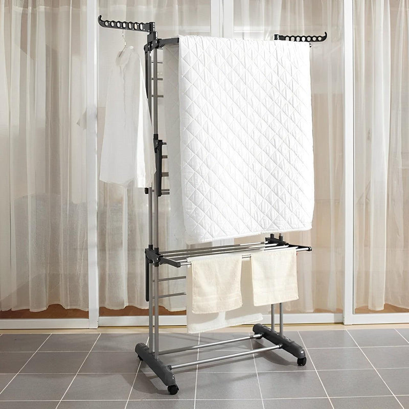 Varal de Chão Dobrável 3 Andares em Aço Inox + Cesto com 80 Prendedores (BRINDE)